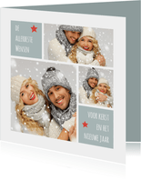 Kerstkaart trendy foto collage aanpasbare achtergrondkleur