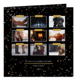Kerstkaart zwart en goud voor 9 foto's - Een gouden kerst 