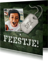 Kinderfeestje army stoer met foto en legerplaatje