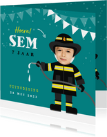 Kinderfeestje uitnodiging brandweer brandweerman foto