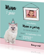 Kinderfeestje - Uitnodiging kitten met eigen foto