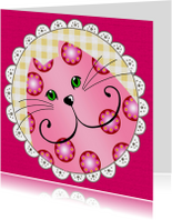 Kinderkaart Roze Katje
