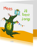 Kinderkaart verjaardag een krokodil voor de jarige
