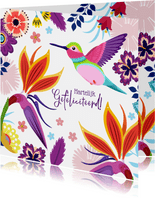 Kleurrijke kolibrie verjaardagskaart