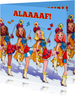 Leuke carnavalskaart met dansende majorettes