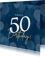Leuke verjaardagskaart 50 jaar met ballonnen man