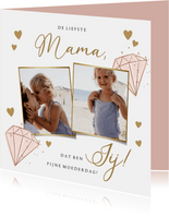 Lieve moederdagkaart met foto's en diamant