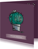 Lieve vriendschapskaart met een blije cactus in een pot