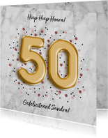 Moderne verjaardagskaart folieballon '50' met confetti