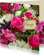 Mooie Beterschapskaart met rozen en Chrysanten