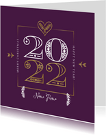 Neujahrskarte dekorative 2022 und Herz