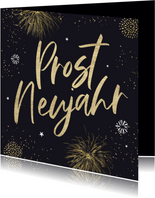 Neujahrskarte 'Prost Neujahr' Feuerwerk