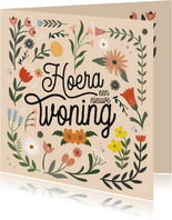 Nieuwe woning - felicitatiekaart bloemen