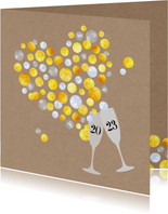 Nieuwjaar Gouden Champagne bubbelhart 2023