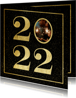Nieuwjaarskaart 2022 met foto en gouden kader