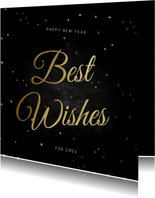 Nieuwjaarskaart Best Wishes klassiek met sterren
