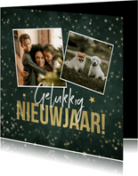 Nieuwjaarskaart gelukkig nieuwjaar sterren goud fotokaart