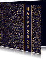 Nieuwjaarskaart happy 2023 illustraties goudlook