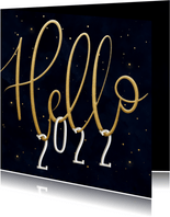 Nieuwjaarskaart 'Hello 2022' geschreven