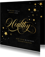 Nieuwjaarskaart zakelijk healthy gezond sterren goud