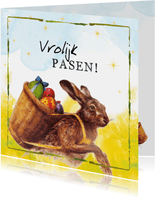 Paaskaart met vrolijke paashaas - Paaskaarten | Kaartje2go