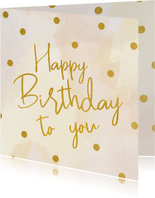 Pastel verjaardagskaart met gouden glitter confetti