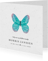 Rouwkaart kindje stijlvol met handgeschilderde vlinder