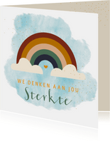 Rouwkaart sterkte met illustratie kleurrijke regenboog