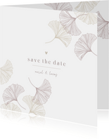 Save the Date kaart ginkgo puur