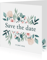 Save the date kaart met pastel bloemen