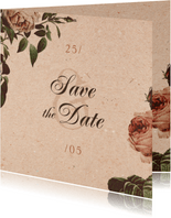 Save the Date kaart vintage met bloemen