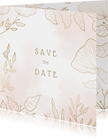 Save-the-Date-Karte Hochzeit rosa mit eleganten Blumen