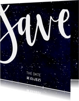 Save-the-Date-Karte zur Hochzeit im Galaxy Design