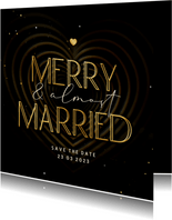 Save the date Merry & Married met hart op achtergrond