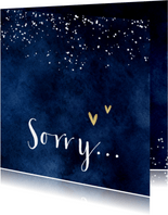 Sorry-Karte mit Herzchen dunkelblau