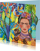 Sterkte kaart Frida Kahlo met papegaaien 