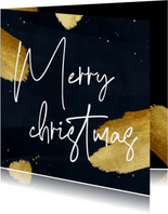 Stijlvol kerstkaartje typografie Merry Christmas gouden verf
