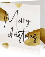 Stijlvol kerstkaartje typografie Merry Christmas wit en verf