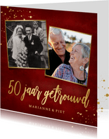 Stijlvolle fotokaart 50 jaar getrouwd met goud