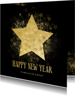 Stijlvolle nieuwjaarskaart gouden ster Happy new Year