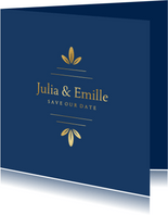 Stijlvolle save our date kaart gouden ornament