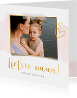 Stijlvolle trendy moederdagkaart met waterverf en goud