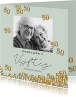Stijlvolle uitnodiging huwelijk jubileum confetti 50