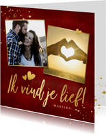 Stijlvolle valentijnskaart met 2 eigen foto's en goud
