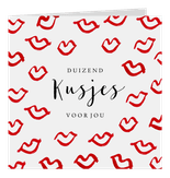 Stijlvolle valentijnskaart met rode kusjes