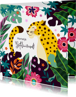 Stoere tijger verjaardagskaart in de jungle