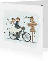 Trouwkaart fiets retro bohemien