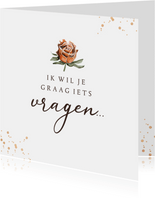 Trouwkaart getuige bruidsmeisje droogbloem goud