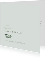 Trouwkaart minimalistisch grafisch groen waterverf takje
