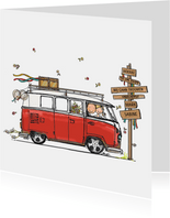 Trouwkaart VW bus rood - AV